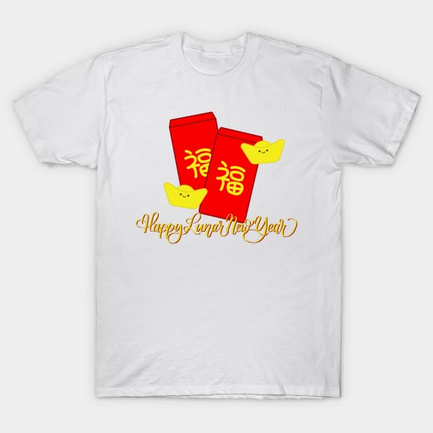 Lunar New Year Red Envelope and Golden Nugget T-Shirt by Kelly Gigi